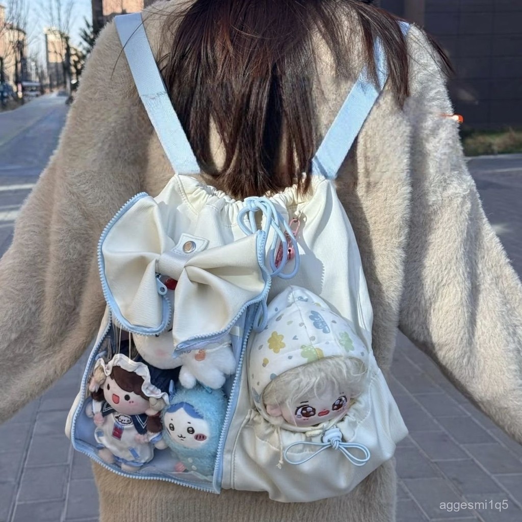 Tas Ransel Serut Anime 20CM Doll Itabag/Backpack Keren Korean Style Kantong Banyak dengan Panel Tran