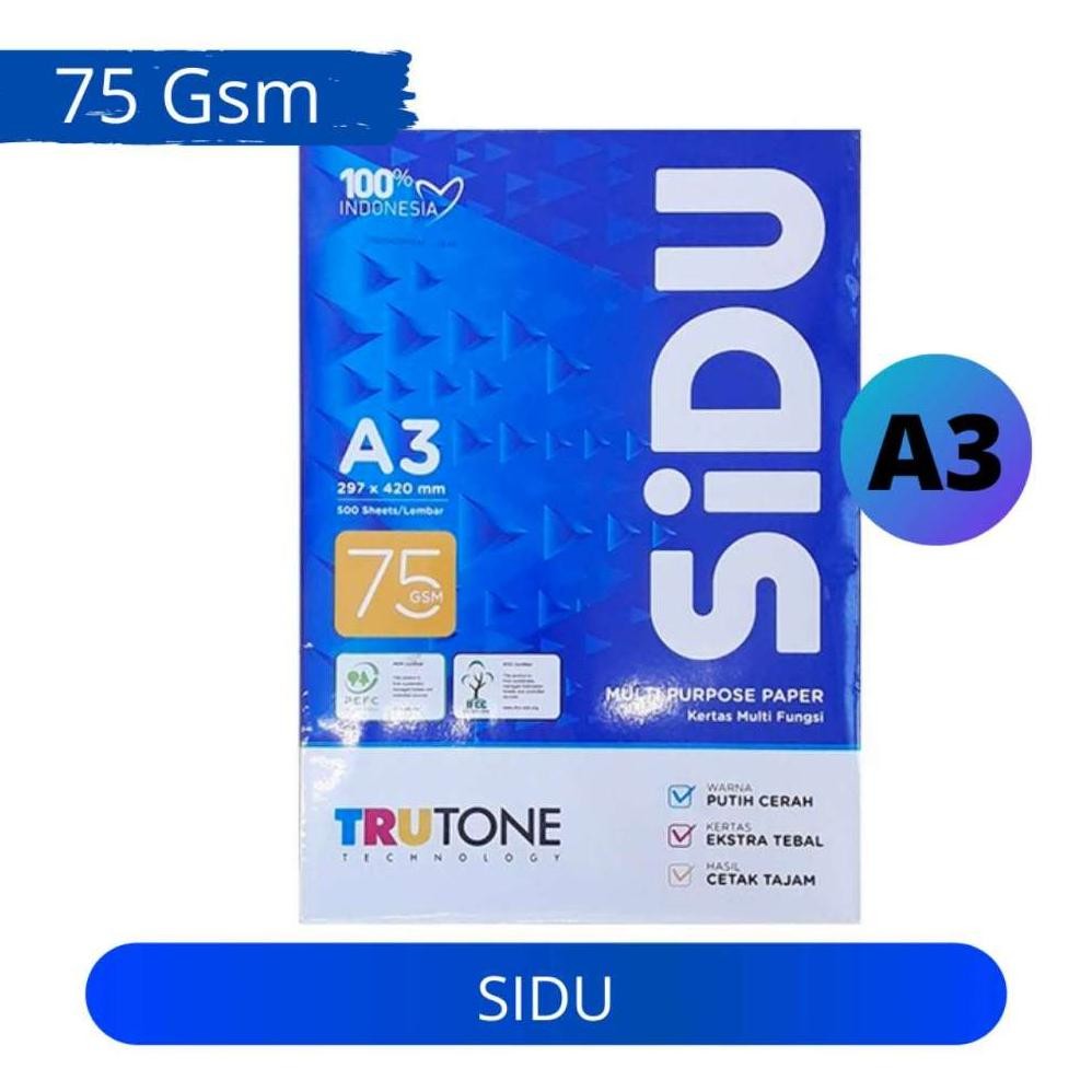

Kertas Hvs A3 75 GSM - Sidu (1rim) 500 Lembar / Kertas Fotocopy / Kertas Print / Original AST