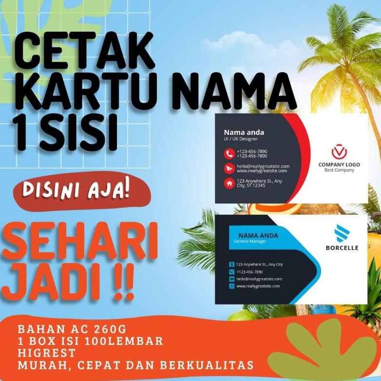 

CETAK KARTU NAMA (1 sisi) 1box isi 100lembar AST