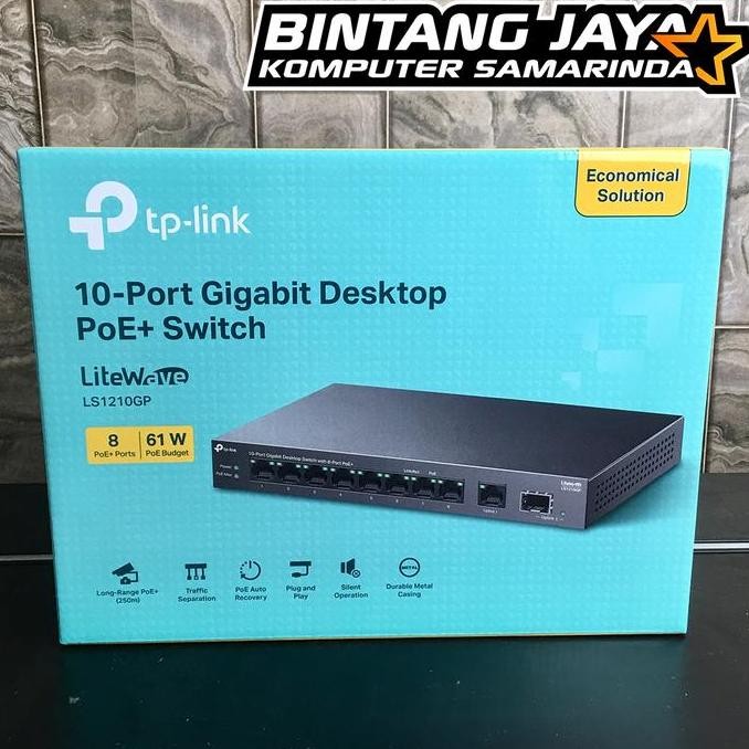 Tp-Link Ls1210Gp 10-Port Gigabit Desktop Hub Switch 8 Port Poe+ New Stok