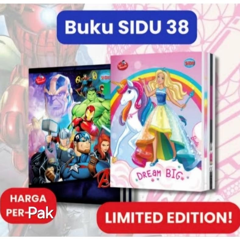 

1 Pak Buku Tulis Sidu Sinar Dunia 38 Lembar Spesial Edisi Marvel dan Princess 1 pak Isi 10 Buku AST