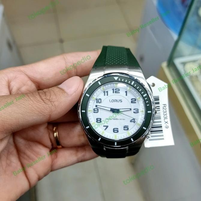 Tersedia Jam Tangan Sport Analog LORUS R2333LX-9 White Dial Green Original
