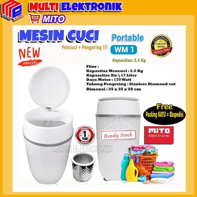 Mesin Cuci Mito Wm1 | Mito Mesin Cuci Portable Wm 1 Kapasitas 3,5Liter | Mesin Cuci Portable Mito Wm