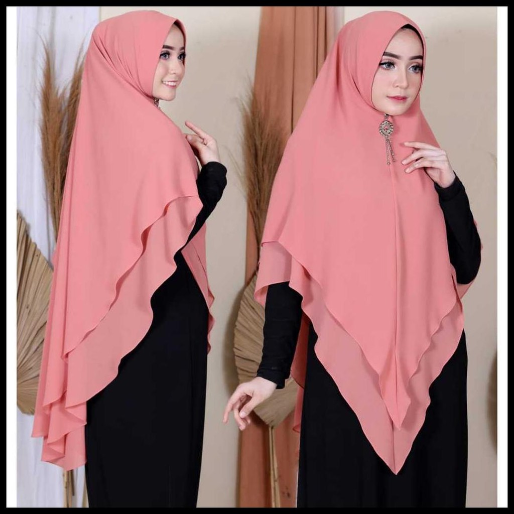 KERUDUNG SYARI 2 LAYER CERUTY ARMANI BABYDOLL PREMIUM HIJAB KHIMAR NAMIRA POLOS JILBAB SYARI