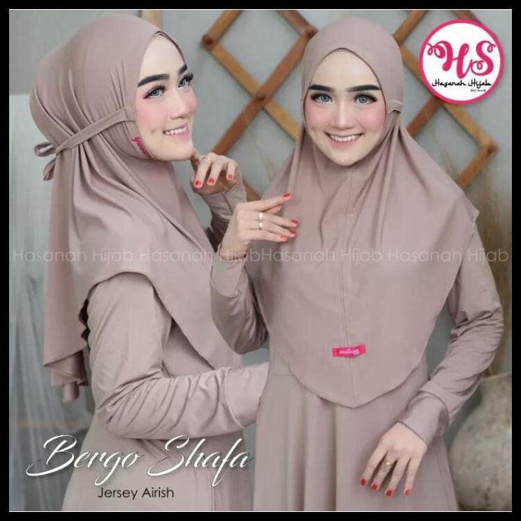 BERGO HASANAH HIJAB INSTAN TALI NON PED BERGO SHAFA  JILBAB BAHAN JERSEY AIRIS PREMIUM AL-DHANS