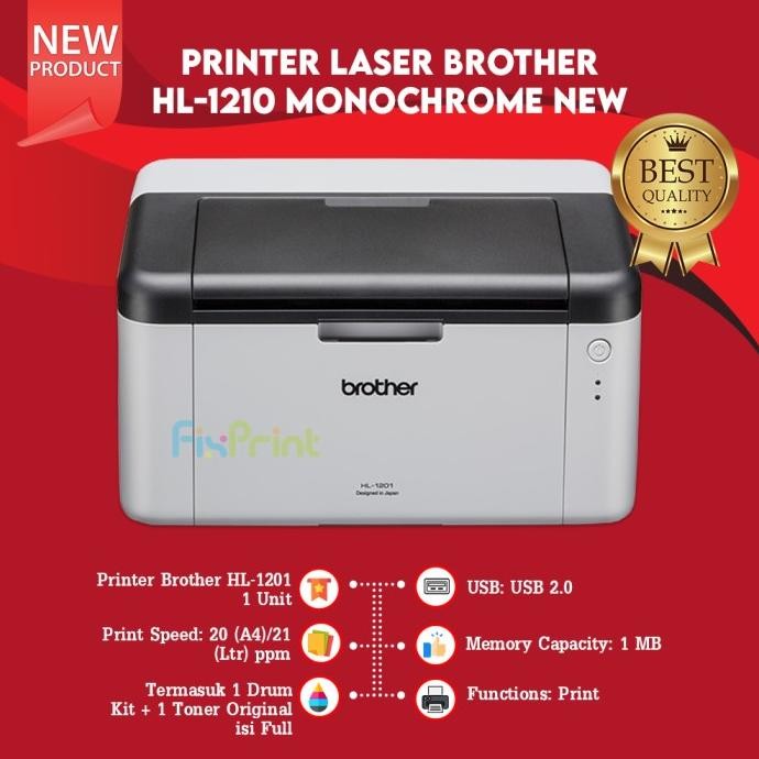 Printer Laser Brother Hl-1201 Monochrome, Printer Brother A4 Hl 1201 New Stok