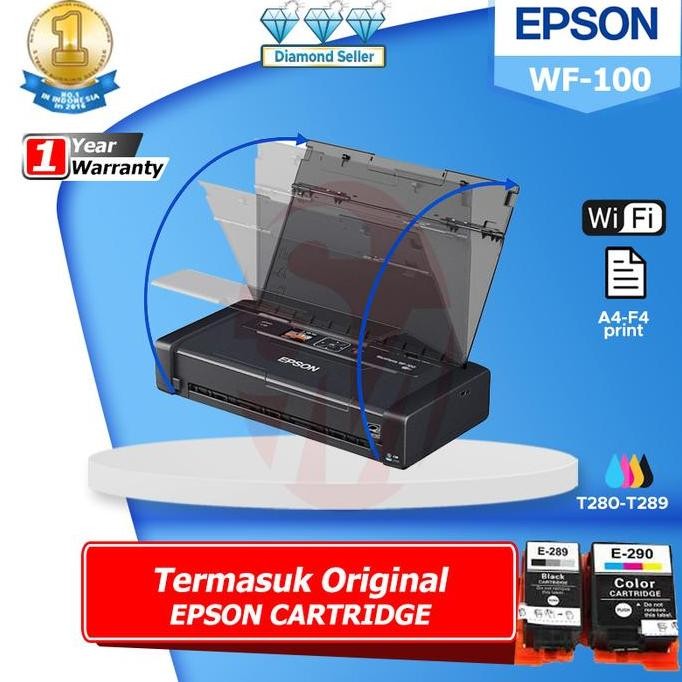 Printer Epson Wf100 Wifi Inkjet Printer Portable New Stok
