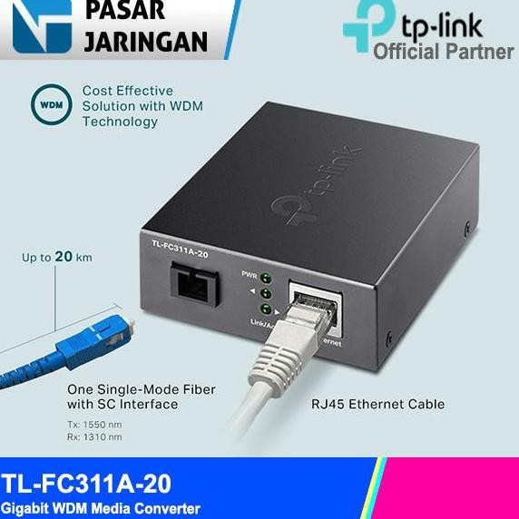 Tp-Link Tl-Fc311A-20 Gigabit Wdm Media Converter Fc311A-20 Sc Port New Stok