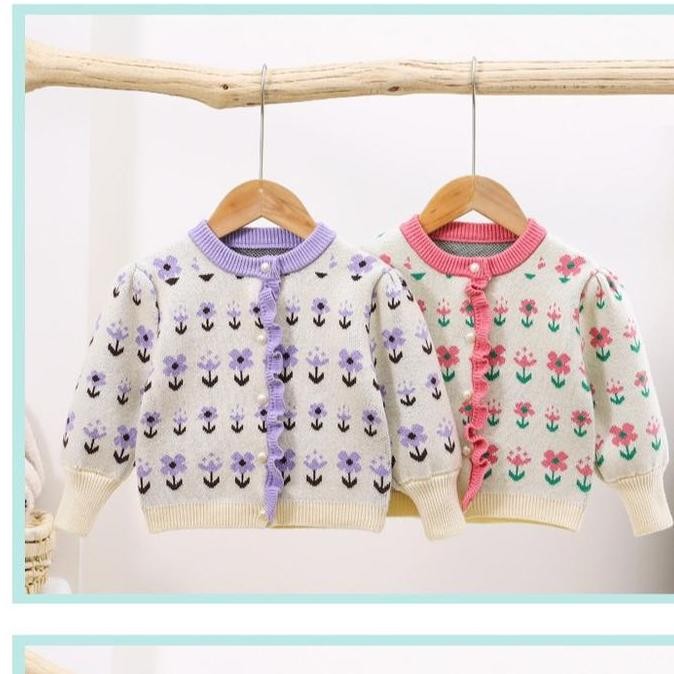 Kardigan Anak Perempuan Tebal  / Sweater Outer Anak Cewek Halus Lembut / Baju Rajut Anak Perempuan M