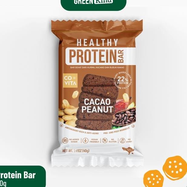 

Covita Healthy Protein Bar Cacao Peanut Cemilan Sehat 40G