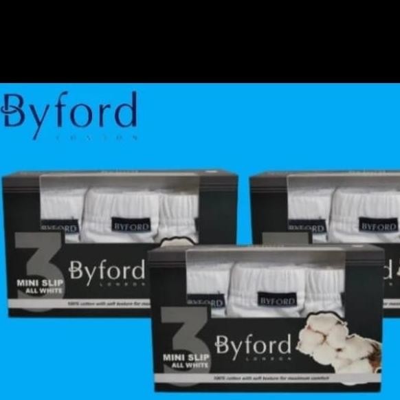 Promo Byford Celana Dalam Pria Bahan 100% Cotton 1 Box Isi3, Putih Best Seller