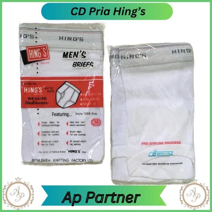Ready [6 Pcs] Celana Dalam Laki-Laki Hing Putih Bahan Katun 32-42 | Grosir Celana Dalam Pria Hings N
