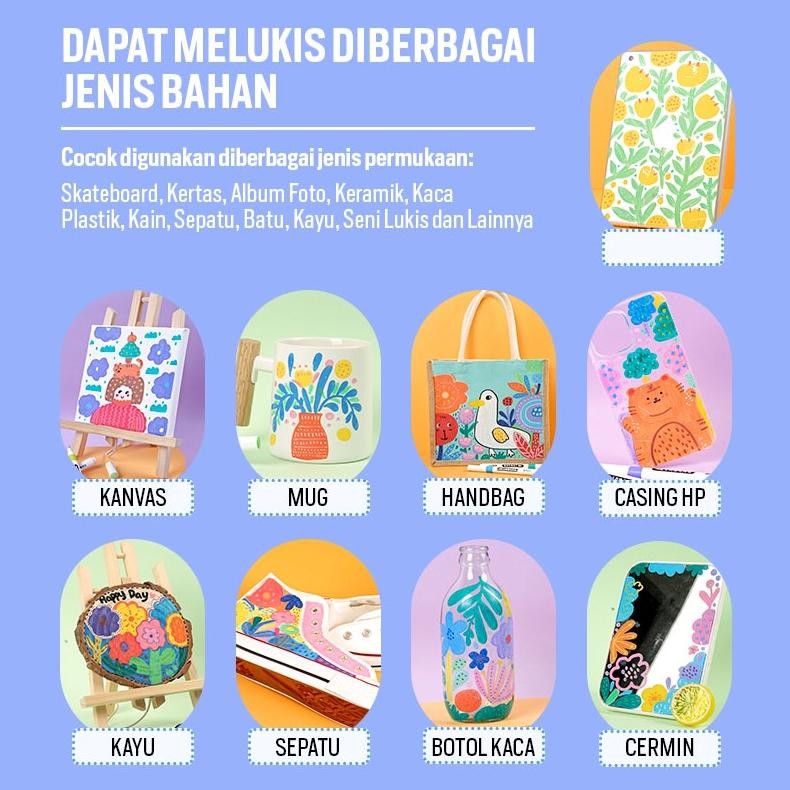 

Acrylic Marker M&G Spidol Akrilik Multifungsi Waterproof Permanent Painting Graffiti #APL976E1 - Set 12 Warna