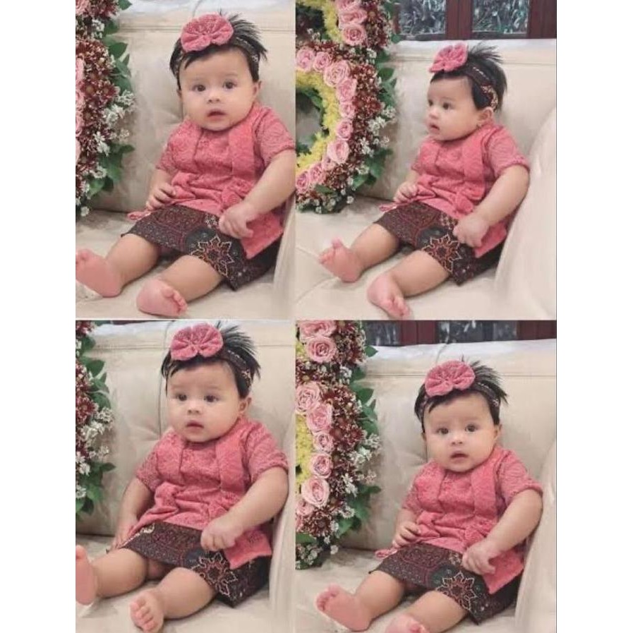 Kebaya Bayi New Born 0 Bulan - 5 Tahun Free Bando Stelan Kebaya Bayi Dan Anak Span Pendek Furing Keb