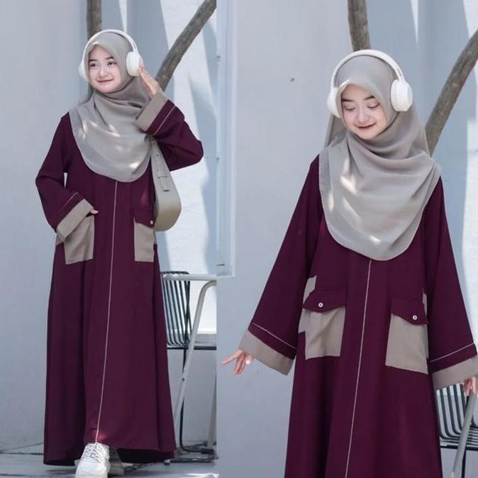 Sale Baju Muslimah Anak 13-15 Tahun Halimah Abaya Bahan Crinkle Polos Model Kekinian Baju Gamis Anak
