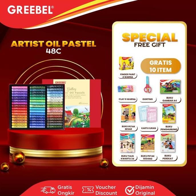 

GREEBEL Crayon Krayon ARTIST OIL PASTEL (AOP 48 Warna) / Krayon Oil Pastel / Crayon Sekolah Mewarnai / Menggambar cm