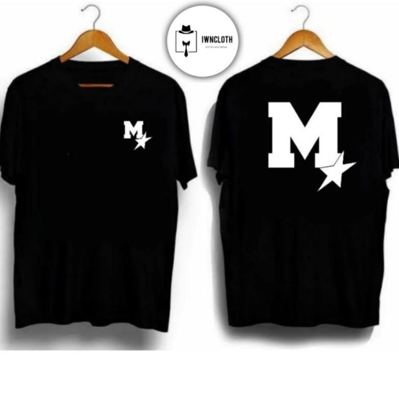 Promo Kaos Inisial Nama Huruf M Star Sablon Dtf T-Shirt Kaos Distro Pria Wanita