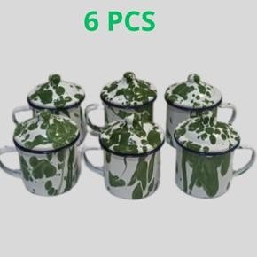 Muq enamel blirik 8 cm+ tutup 6 pcs/12 pcs,cangkir kopi jadul,cangkir jadul,cangkir blirik jadul