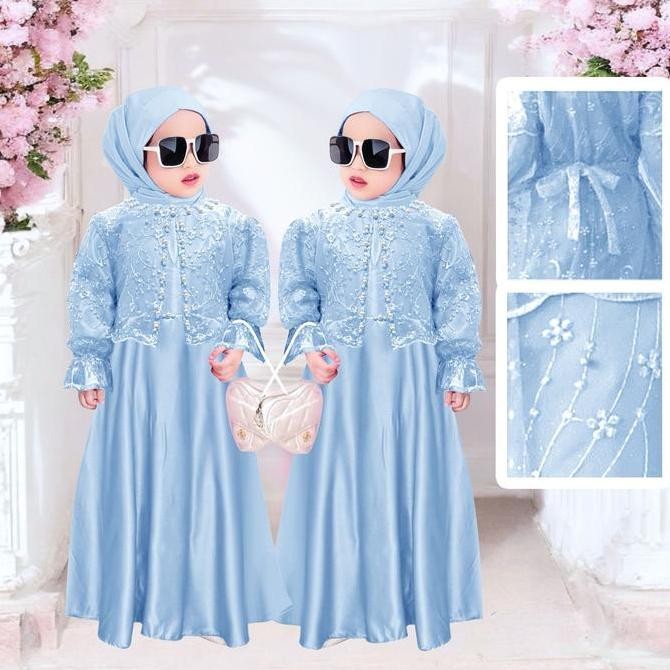 Sale Gamis Anak Perempuan Muslim Model Baru Fashion Gaun Pesta Anak Lucu Slavina Kid
