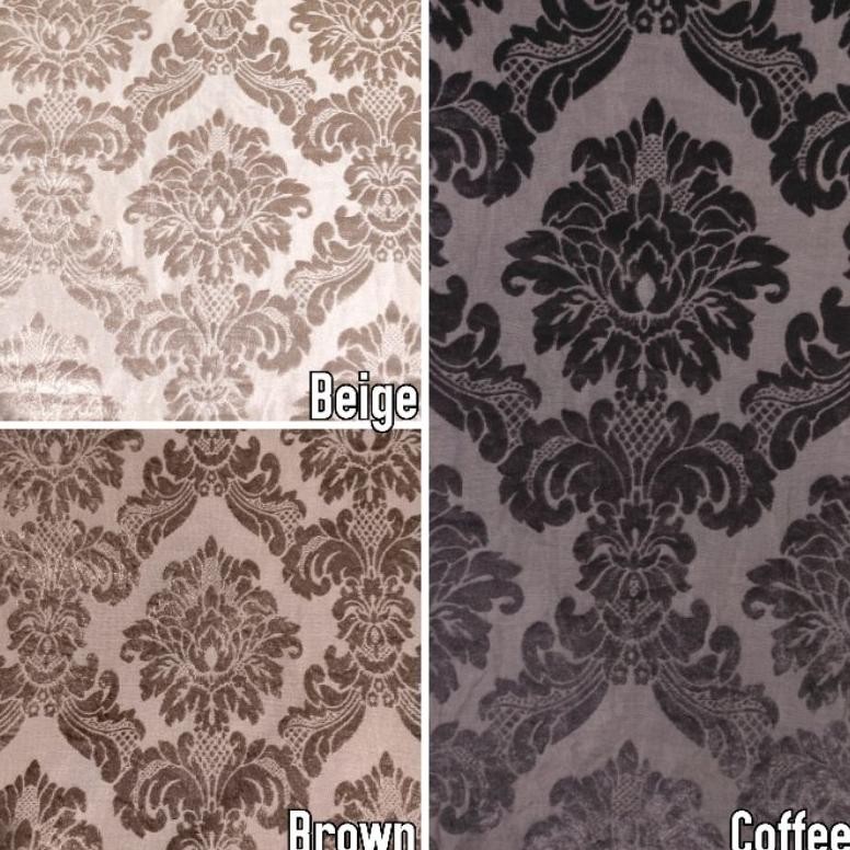 Original Kain Bludru Beludru Mewah Premium Velvet Mengkilap Timbul Motif Bunga Damask Klasik - Antic