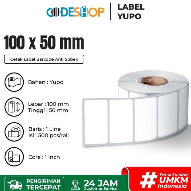 

DISKON Stiker Label Anti Air Yupo 100 x 50 mm Anti Sobek isi 500