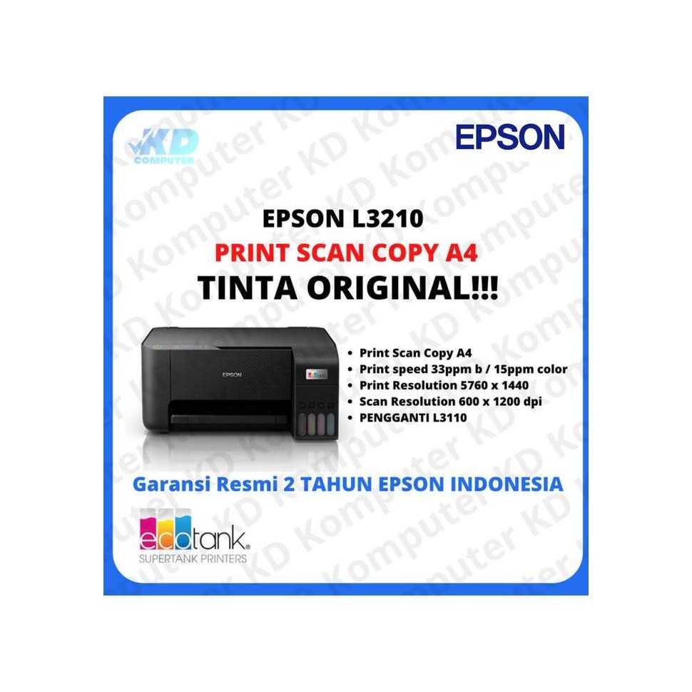 Printer Epson L3210 A4 Print Scan Copy New Stok