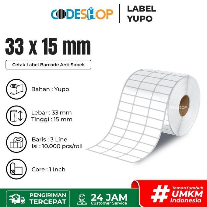

HOT SALE Label Yupo 33x15mm / 33x15 / 33 x 15 mm 10.000 Pcs