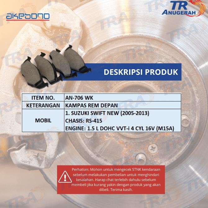 Kampas Rem Depan AKEBONO Suzuki Swift, Splash