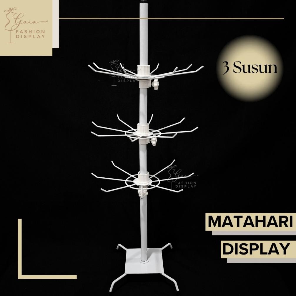 Terlaris Gantungan Matahari Display Aksesories Putar 3 Tingkat Besar Ram Putar Rak Putar Susun 3 (Bh