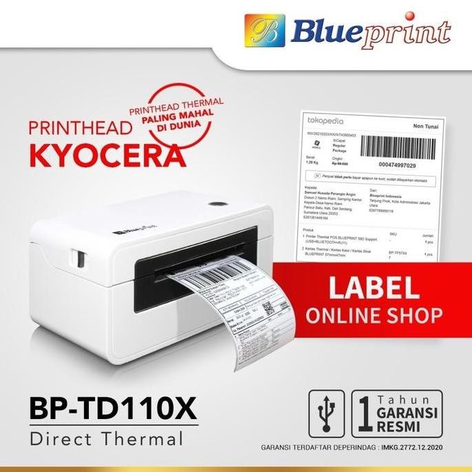 Printer Bar Thermal Printer Label Blueprint Td110X Usb Bp-Td110X New Stok