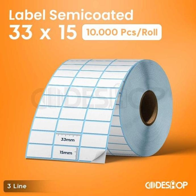 

HOT PROMO KERTAS STICKER LABEL BARCODE SC 33X15 3 BARIS ISI 10 RB