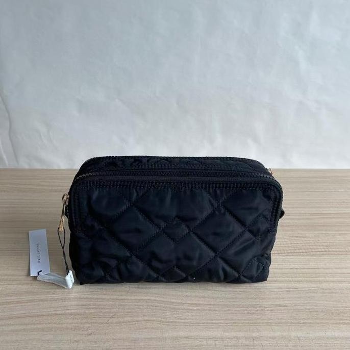 BEBAS ONGKIR - ORIGINAL Marc Jacobs Quilted Nylon Double Zip Cosmetic Pouch Black