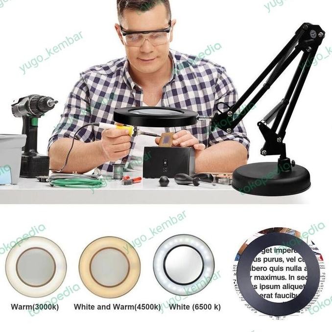 

HARGA DISC - Lipat Profesional 10X Kaca Pembesar Lampu Meja Kaca Pembesar Lampu LED