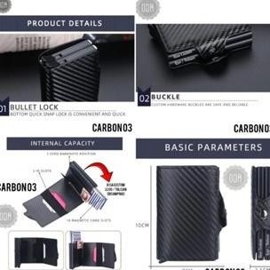 

READY Card Holder Dompet Kartu CARBON custom logo tulisan hampers souvenir NEW