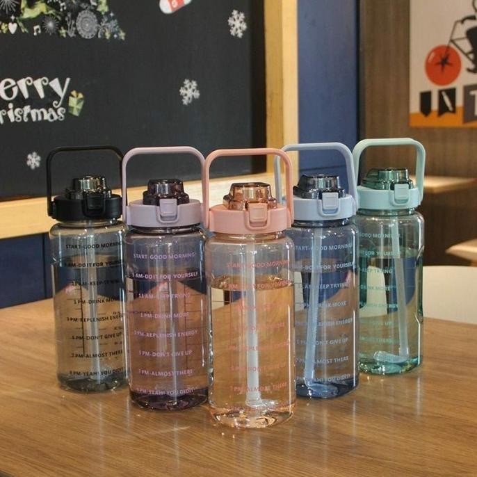 [Allthebest] Botol Minum Viral Motivasi 2 Liter BPA FREE Botol Motivasi Bening -