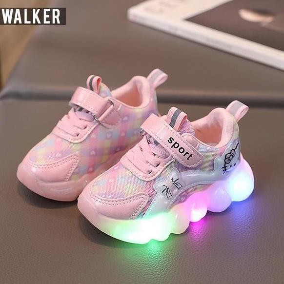Tersedia LKM457 Sepatu Sport Anak Perempuan Casual Bayi Dengan Lampu LED Sekolah [1KG 3PC] HALOMOMS