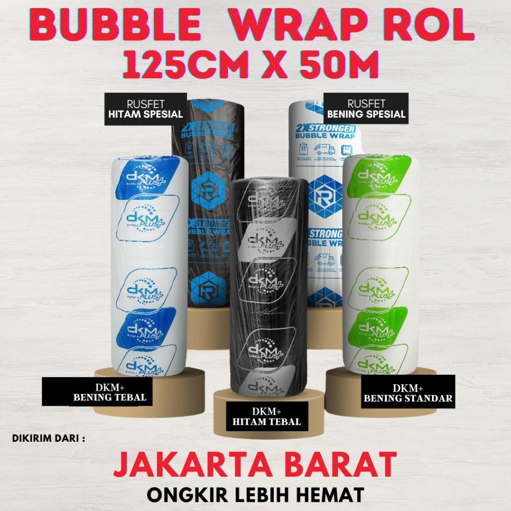 

Produk Baru!! Bubble Wrap RUSFET DKM+ Roll 125cm x 50m Bening Hitam Packing Aman Murah