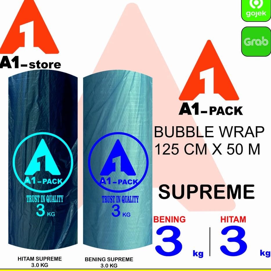 

Plastik Bubble Wrap 125Cm X 50M A1 Pa Bening Hitam Ekonomis Supreme