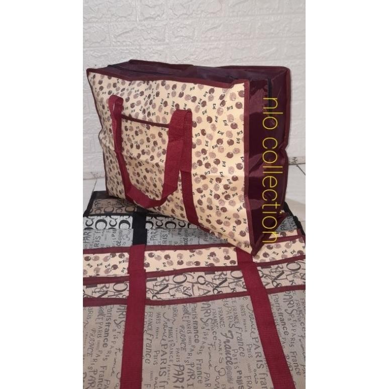 nlo - Tas Laundry Belanja Terpal Motif Kotak Lebar Jumbo Tas Serbaguna Tas Laundry Tas Belanja Mudik