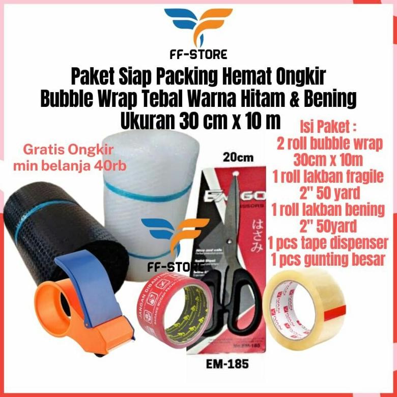 

Produk Baru!! Paket Bubble Wrap 10m x 30cm + Lakban Fragile + Gunting + Dispenser Bandung