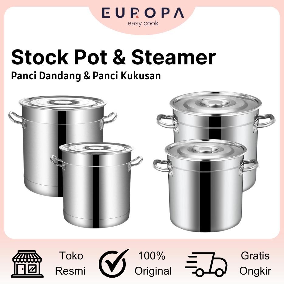 Panci Dandang Stainless Steel Tebal Panci Bakso Stockpot Panci Kukus Panci Besar EUROPA