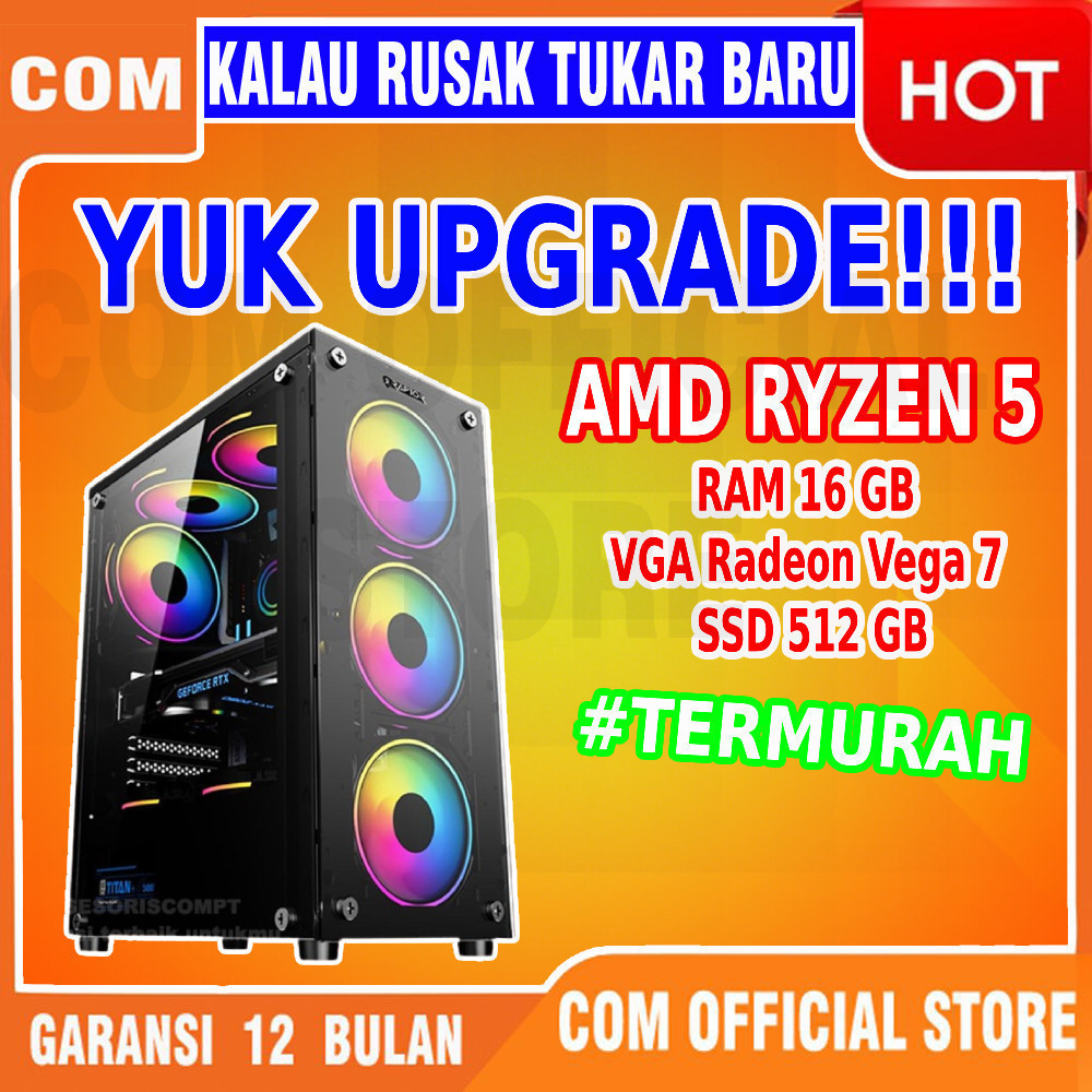 PC Gaming Fullset Amd Ryzen 5 5600G 4600G Cpu lengkap Computer Komputer Full set Berkualitas Garansi
