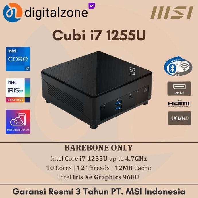 Msi Cubi i7 Gen 12 Msi Cubi i7 1255U Mini PC Intel i7 Gen 12 Cubi 5 12M i7