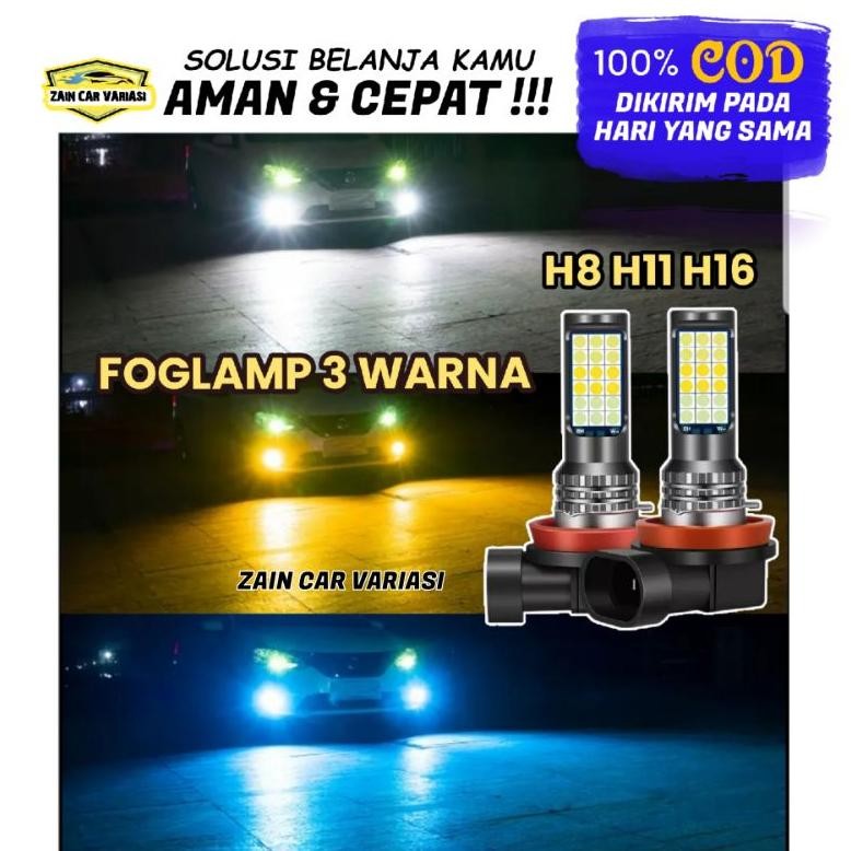Led Foglamp 3 Warna H8 H11 H16 Mobil Avanza Agya Ayla Brio Jazz Ertiga Innova Swift Calya Sigra Free