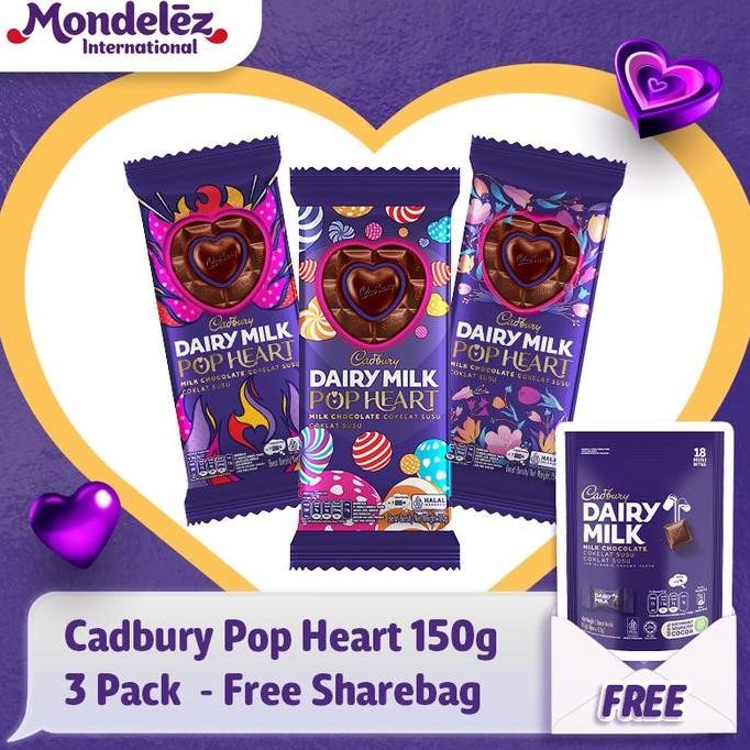 

Cadbury Dairy Milk Coklat Pop Heart 150G 3 Pack - Free Sharebag