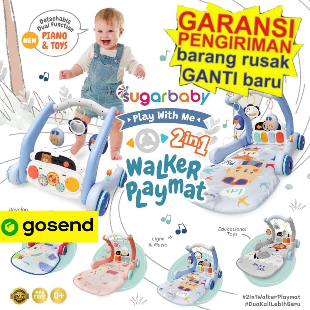 READY BANDUNG SUGAR BABY SUGARBABY 2in1 Baby Walker & Playmat/Push Walker/Alat Bantu Jalan Anak  NEW
