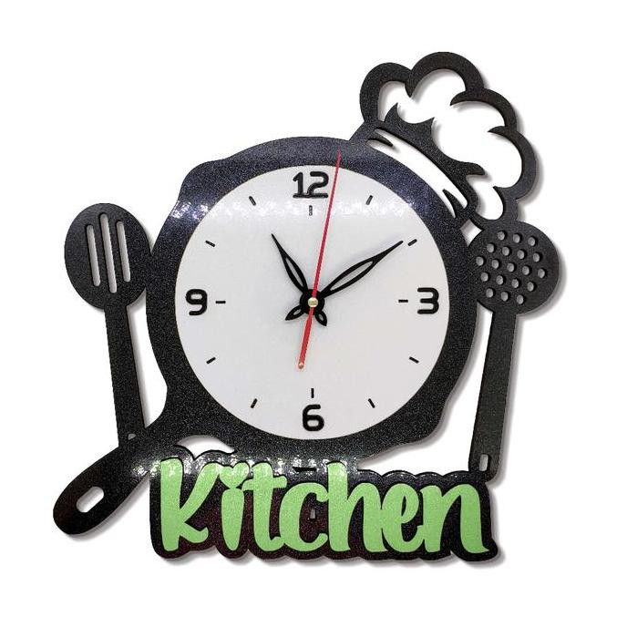 Jam Hiasan Dinding Unik Dapur Huruf Timbul Kitchen jam  dinding Kado Mesin Pink