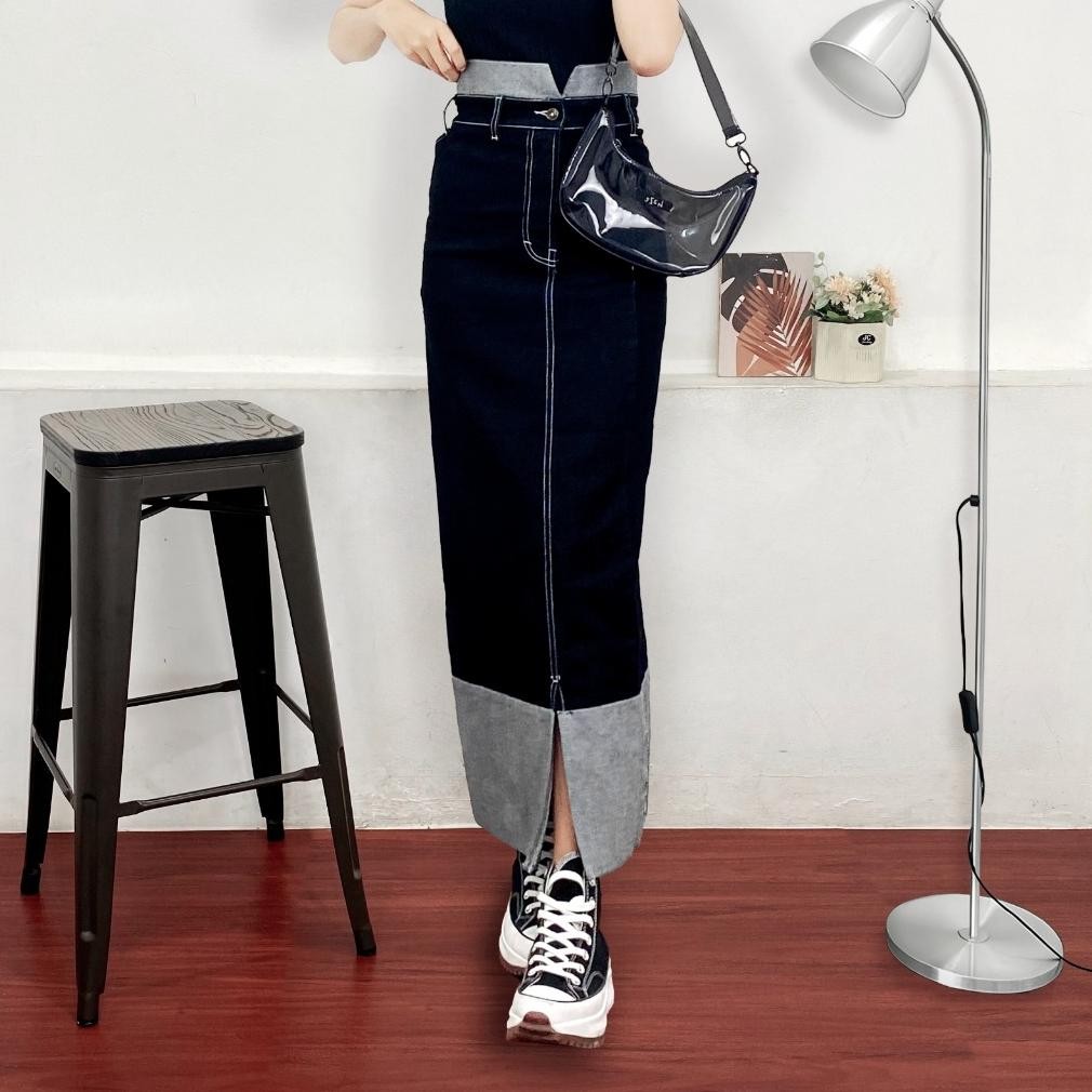 PROMO ERZA SKIRT JEANS / ROK JEANS HIGHWAIST WANITA / LEA STORE dg-4