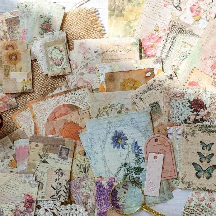 

baru 100 Pcs Scrapbook Kit Journalling Material Paper Kertas Vintage Craft