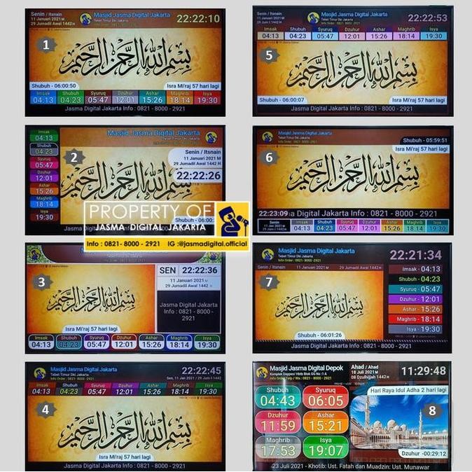 ready Jasma Versi Spesial Edition Jam Jadwal waktu Sholat Masjid TV LED